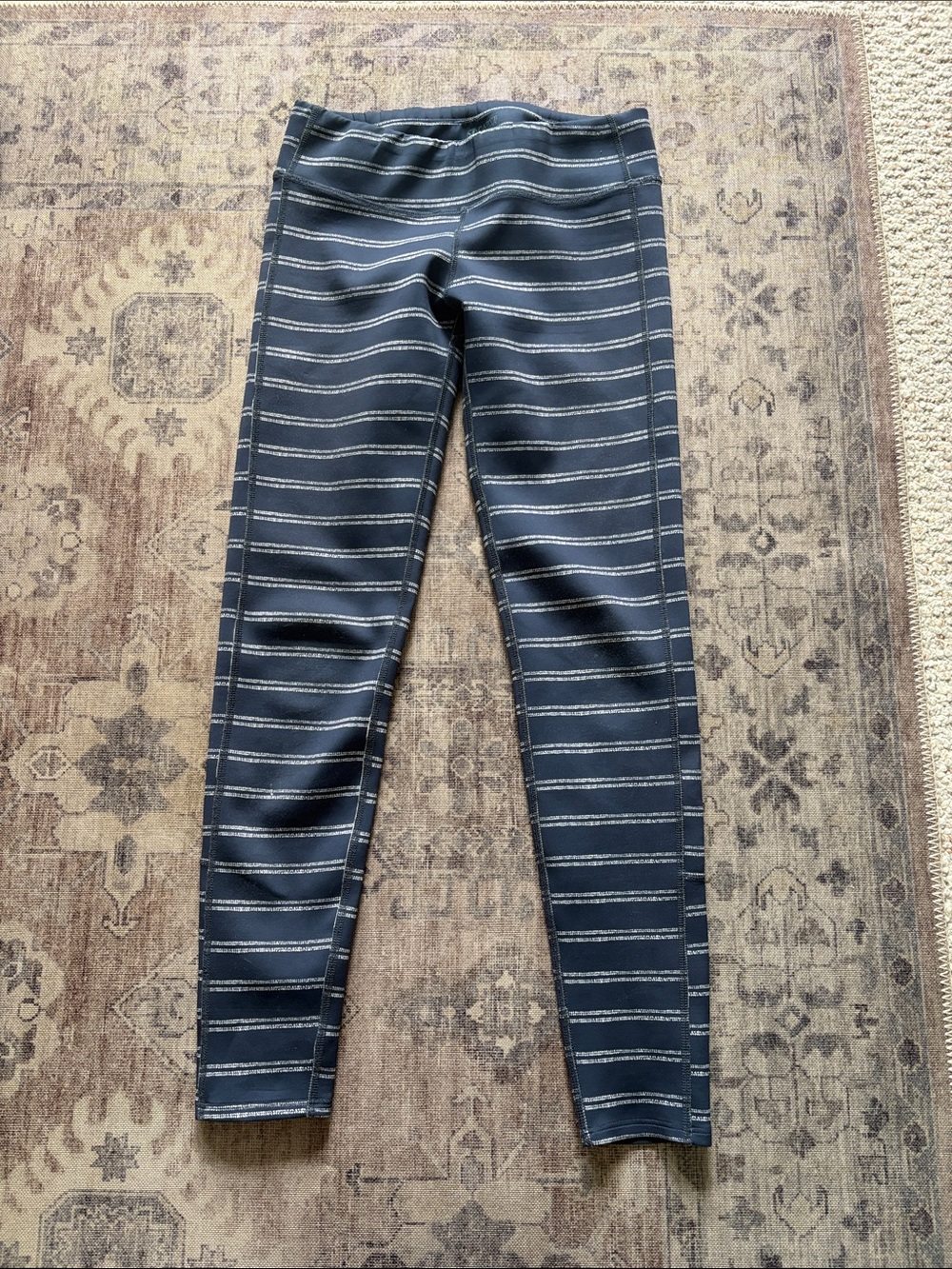 Carve Designs Navy/Cream Striped Platte Swim Leggings (Sz Sm)